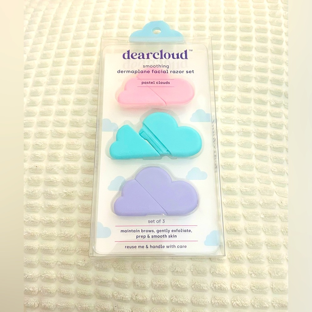 dearcloud™ smoothing dermaplane Pastel Clouds facial razor 3 set NIB